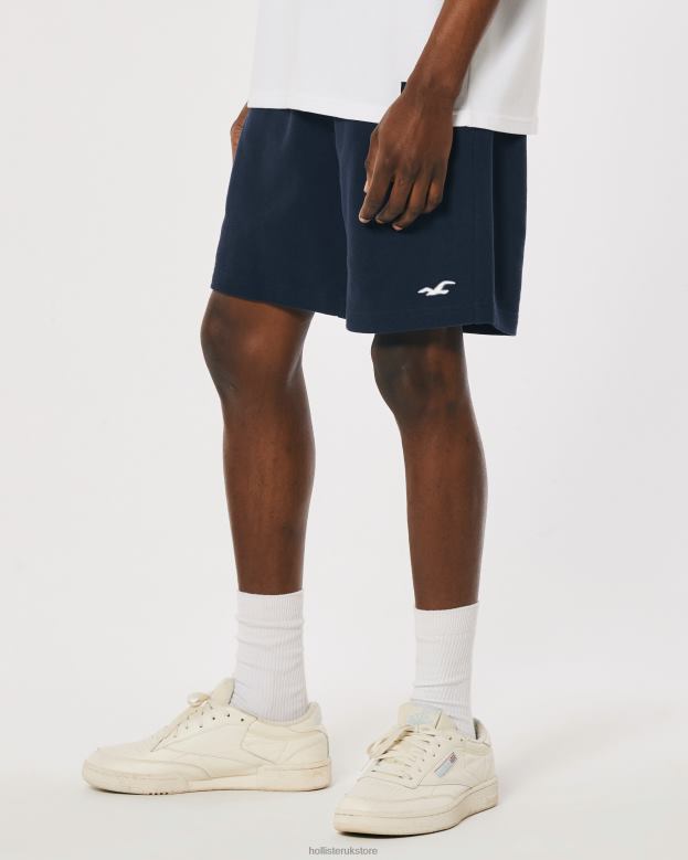 Bottoms Hollister Men Logo Icon Terry Fleece Shorts 7\\ 488201188 Navy